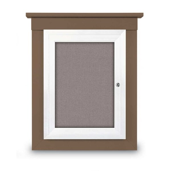 72"x48" 3-Door Enclosed Letterboard, Header, Grey Vinyl/Lt Oak